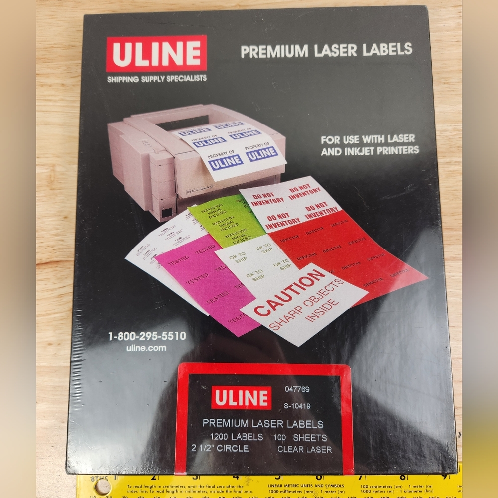Uline Premium Laser Labels (S-10419) Brand New Sealed Packaging-1200 Labels, New